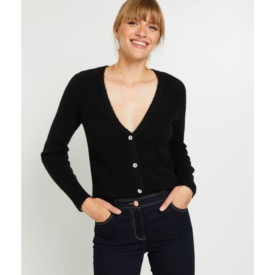 Gilet Femme BNK Col V Anthracite Taille 40 - Comme Neuf