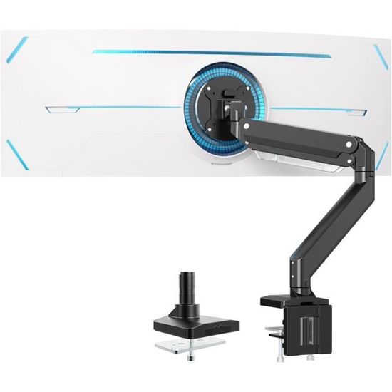 Bras Articulé Pour écran PC 17-30" - Ressort à Gaz, Pivot 360°, VESA 75/100, Charge 2-9 Kg - Noir
