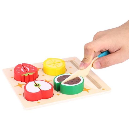 Jouet En Bois Fruits à Découper - 11 Pièces Avec Couteau Et Planche - Jeu D'imitation Cuisine Pour Enfant 2-3 Ans - 7