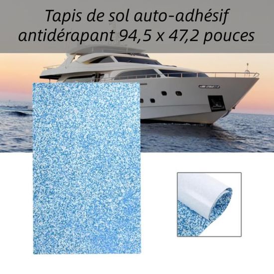 Tapis De Sol Bateau En Mousse EVA Auto-adhésif - 240 X 90 Cm, épaisseur 6 Mm - Bleu, Antidérapant, Imitations Teck - 4