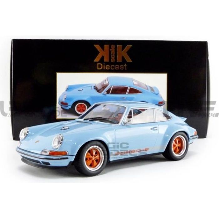 Voiture Miniature de Collection - KK SCALE MODELS 1/18 - PORSCHE 911 Singer - 2014 - Light Blue / Orange - 180441BL