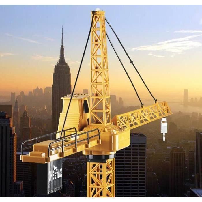 Grue à Télécommande Jouet Engins de Construction Cadeau pour Enfant