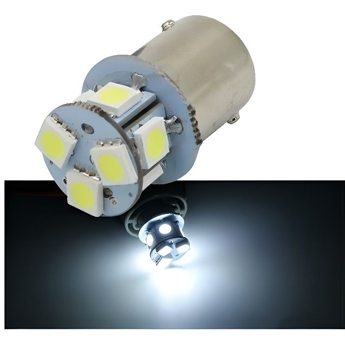 Ampoule LED BAY15D P21/W5 8 leds 1157 6000K Blanc Veilleuses Feux Auto Moto
