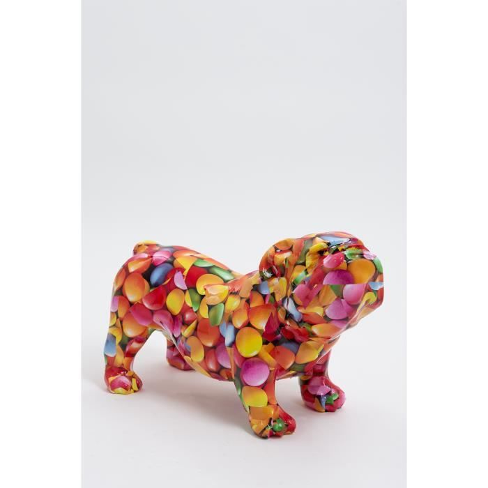 Statue chien bouledogue anglais grognon taille S - CARDIFF - 60cm - sculpture résine animal design deco decoration