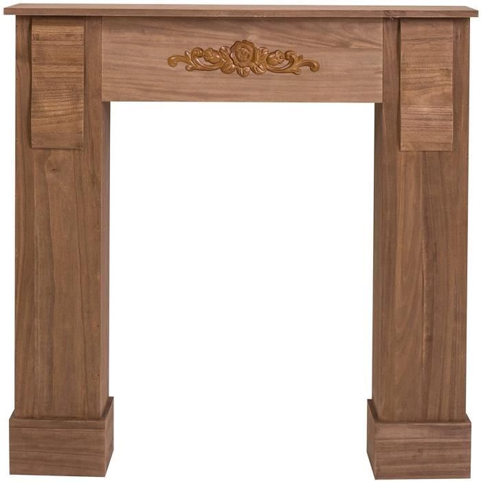 Objets de décoration Rebecca Mobili Manteau Cheminee Decorative, Cheminee Marron en Bois, avec Decorations Florales, Sha 14843