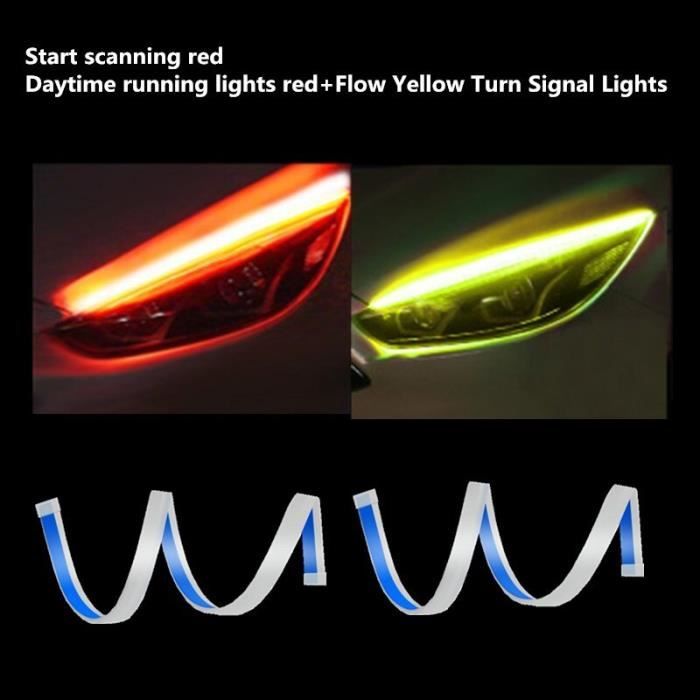 12V universel DRL lumière moto LED diurne lumière Scan étanche phare bande flux séquentiel jaune clignotant 45cm red -WM308