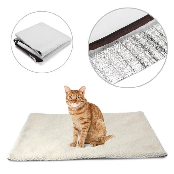 Tapis Auto-chauffant Grand Coussin Doux et Chaud Chat Chien 90x60cm Aw73609