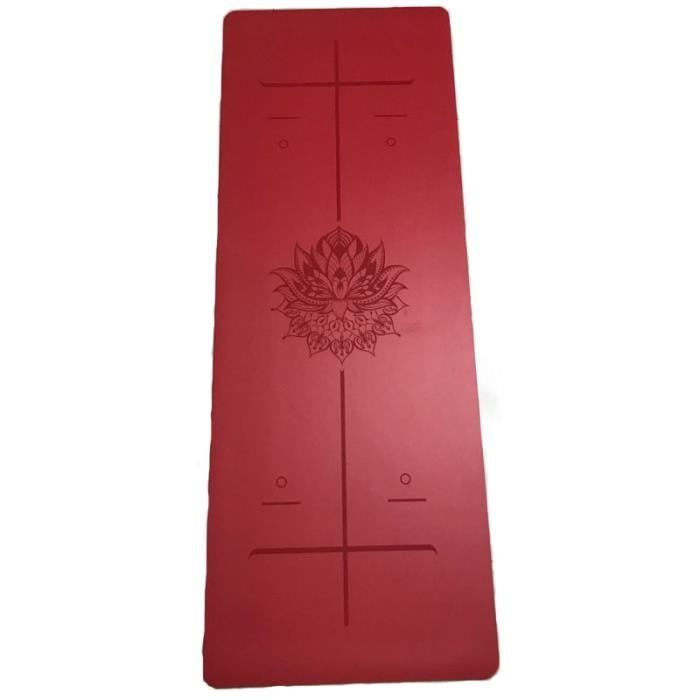 Tapis de sol,Tapis de Yoga antidérapant en caoutchouc naturel, ligne de Position plus longue, tissu en daim, tapis - Type Rouge