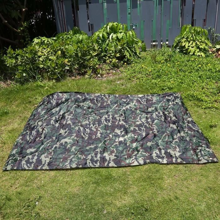 Fydun abri de tente extérieur Abri de bâche de tente de pluie de tapis imperméable léger portatif extérieur de camouflage (2 *
