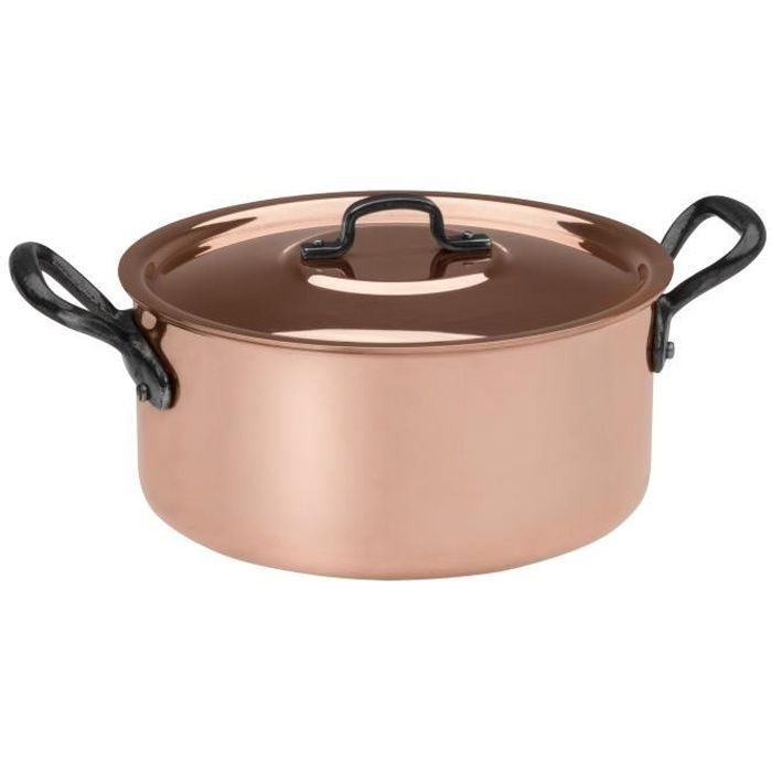 BAUMALU Faitout + couvercle cuivre - 22 cm