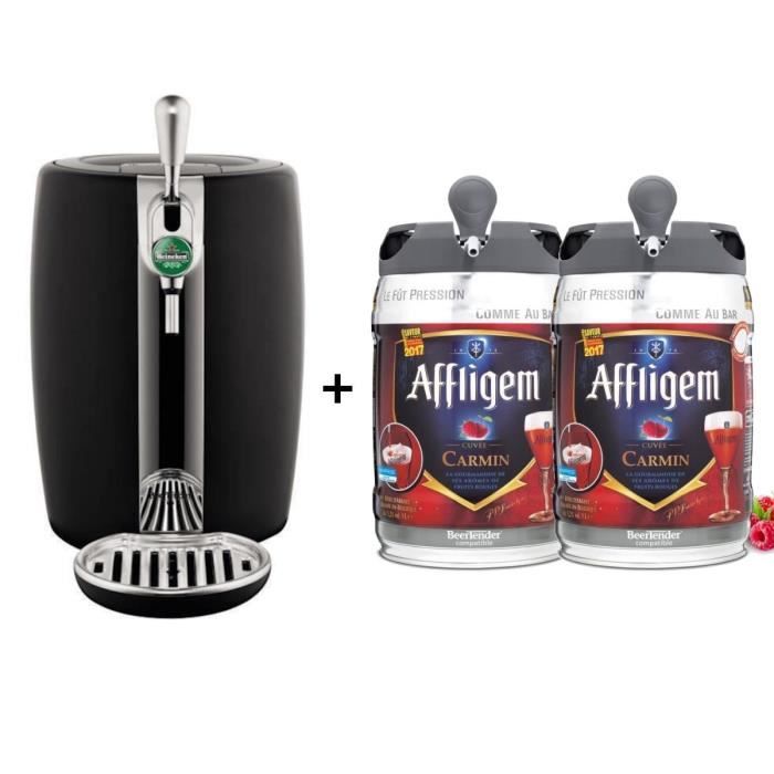 SEB Tireuse à bière Beertender - VB310E10 - Compatible fûts 5 L - Noir + 2 fûts 5L de bière AFFLIGEM CARMIN