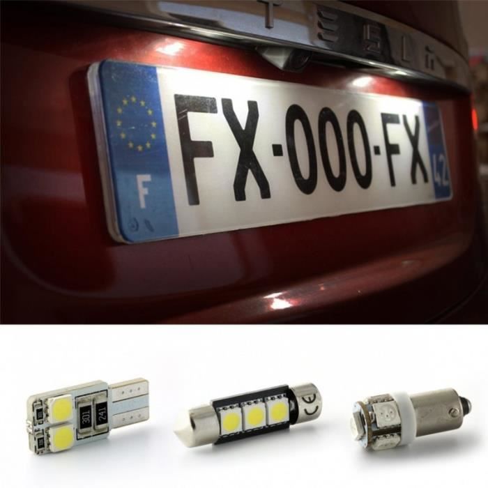 Pack upgrade LED plaque d'immatriculation pour AUDI 80 (8C2, B4) 09/91-12/94 avec un simple phare composé de 5 chipsets LED haute p
