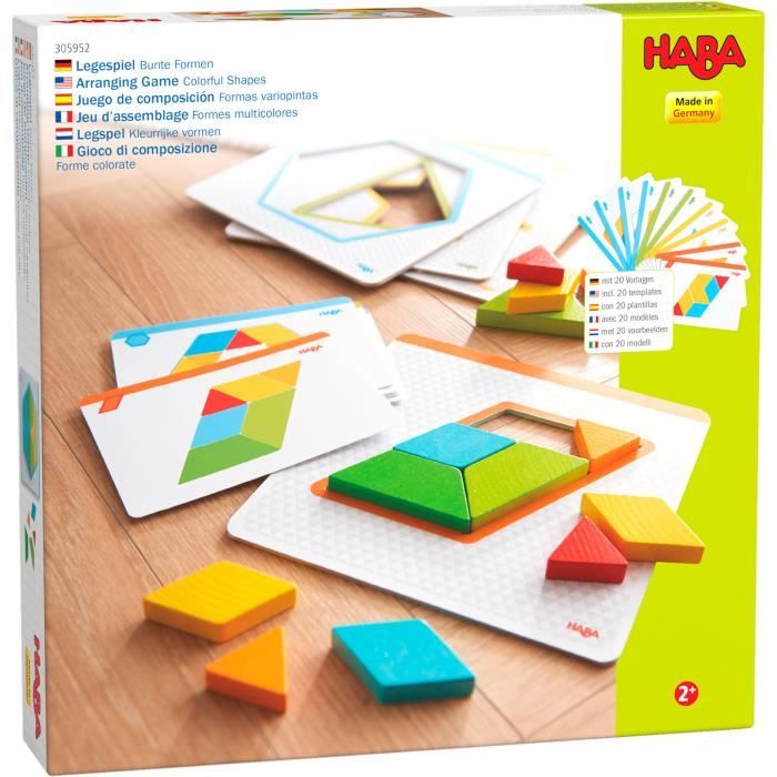 HABA - Jeu d'Assemblage 3D Évolutif - Jeu de Construction en Bois avec Formes Multicolores Tangram - Jouet Enfant 2 ans et +