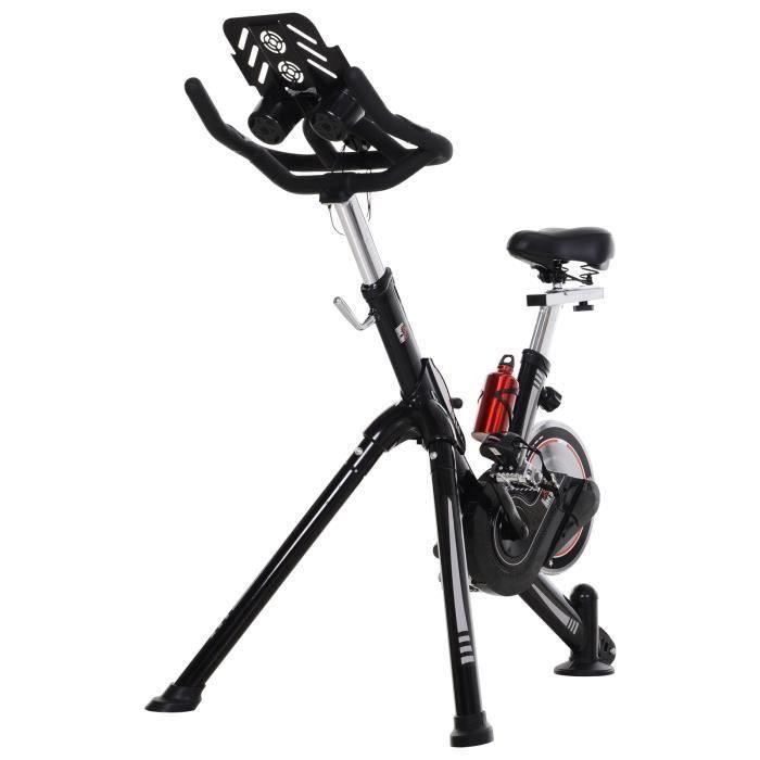 Vélo d'appartement cardio vélo de biking haute performance écran multifonction selle et guidon réglable support tablette gourde