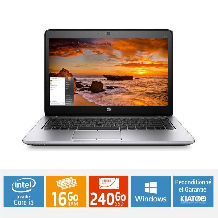 ORDINATEUR PORTABLE HP ELITEBOOK 840 G2 CORE I5 16 GO RAM 240 GO SSD DISQUE DUR