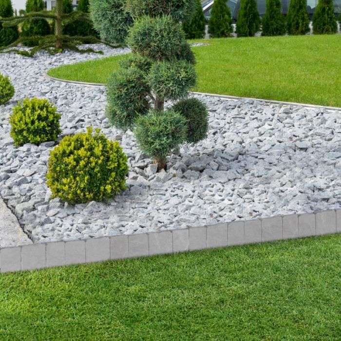 ID MARKET - Lot de 20 bordurettes de jardin imitation pierre L. 5,1 x H. 0,23 M