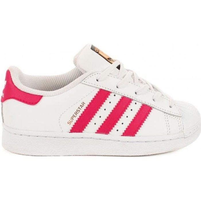 Adidas - Basket Superstar Foundation Enfant C Blanc et Rose
