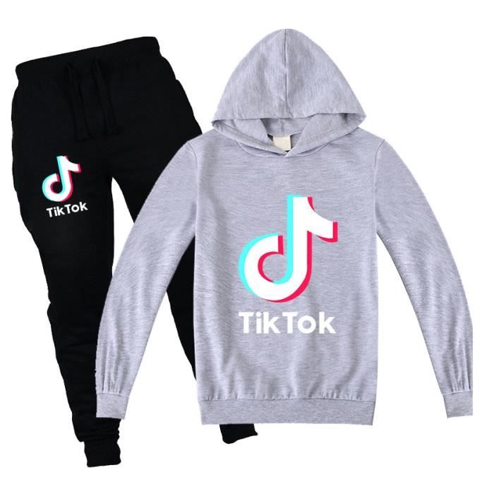 Bay TikTok Costume de Chandail à Capuchon pour Enfants Sweat à Capuche Pantalon Pull Enfant Garçon Sweat-Shirts + Pantalons