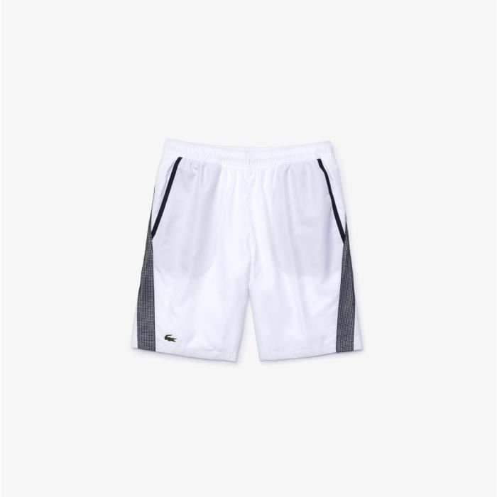 Short Lacoste GH4764 AJ0 blanc et bleu marine.
