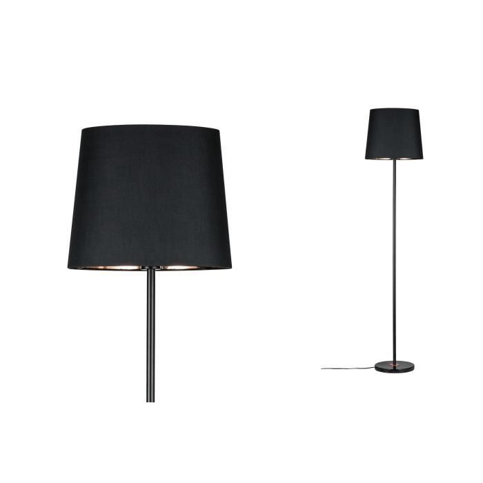 Paulmann 79612 Lampadaire Neordic Enja 1 flamme avec Abat-jour en tissu / Cuivre / Marbre