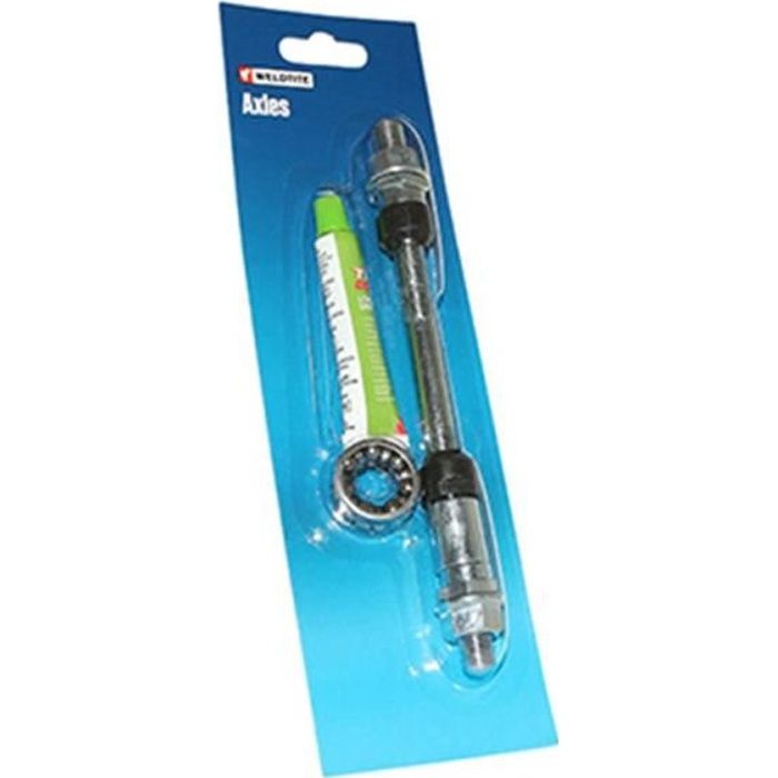 AXE DE ROUE VTT ARRIERE PLEIN CHROME WELDTITE D 9.5 x 175mm AVEC GRAISSE ET CAGE A BILLES