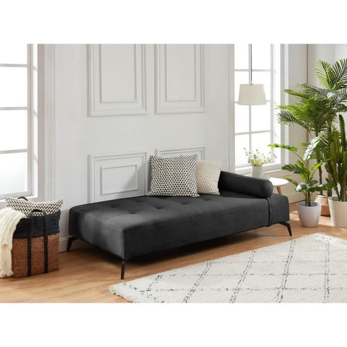 SHADOW Méridienne DAYBED 3 places - Tissu gris anthracite - Style contemporain - L190 x P 90 cm