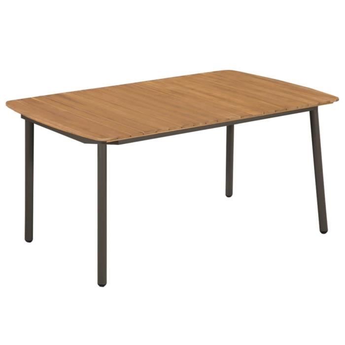 Table d'extérieur Bois d'acacia solide et acier 150x90x72 cm - Brun - Meubles de jardin - Tables d'extérieur - Brun - Brun 150 x 90