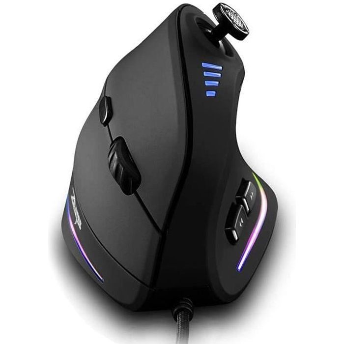 Souris Verticale avec Barre de contrôle 10000DPI Souris Ergonomique Verticale USB 11 Boutons Souris Gamer FPS