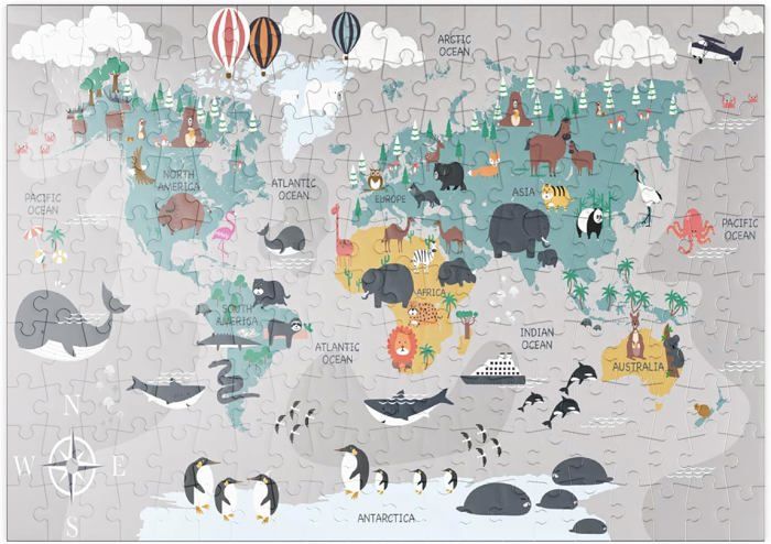 La Carte du Monde avec des Animaux De Dessins Animés pour Les Enfants ...