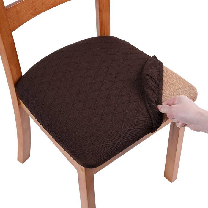 Fuloon 4 Housse De Chaise Extensibles Jacquard - Beige, Amovibles, Lavables Avec Sangles