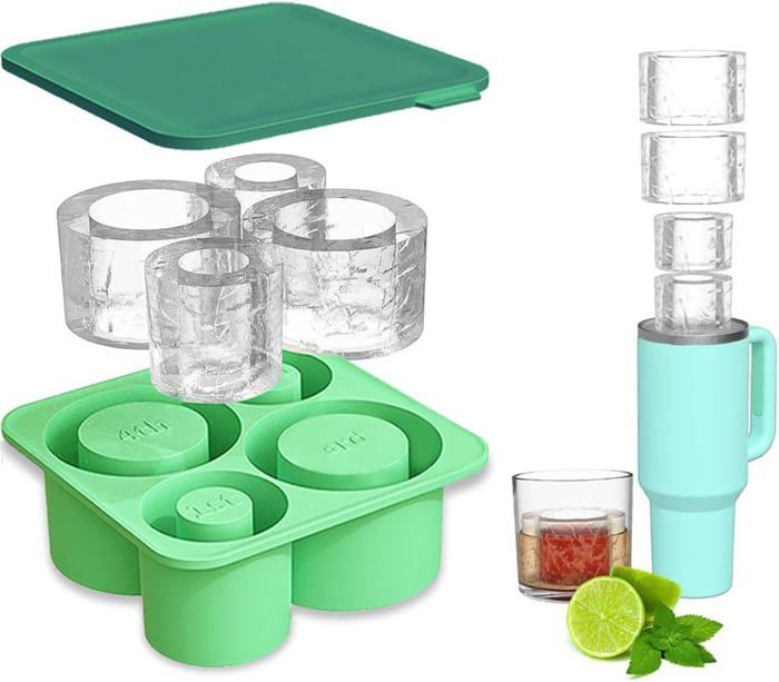 Bac à Glaçons En Silicone Pour Gobelets Stanley - Glaçons Cylindriques Creux, Fusion Lente - Avec Couvercle Et Couvercles De Paille