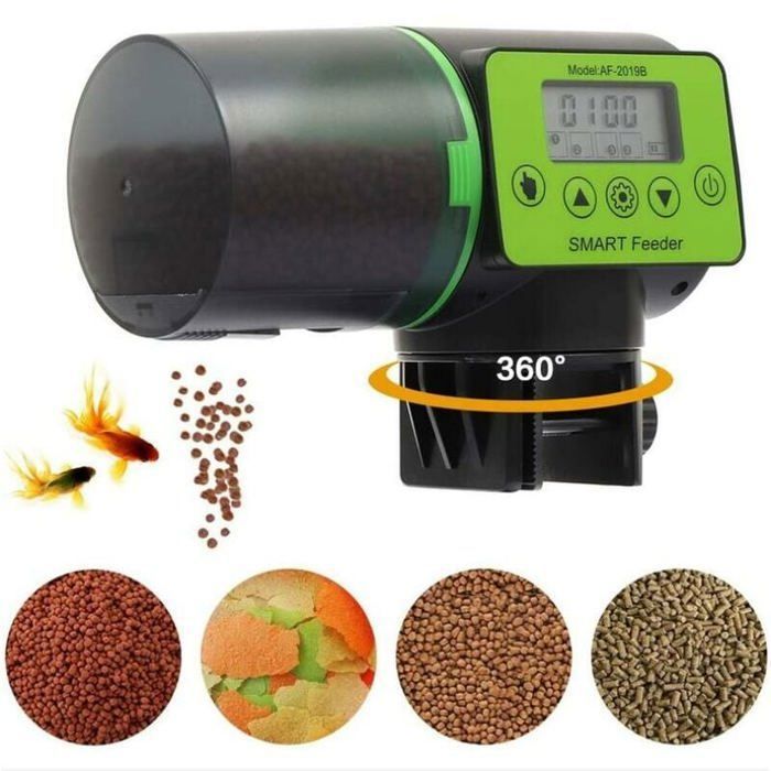 Meilleurs prix pour Distributeur automatique de nourriture pour poissons monobloc pour aquarium Minuterie pour vacances, week-ends, vacances Capacité