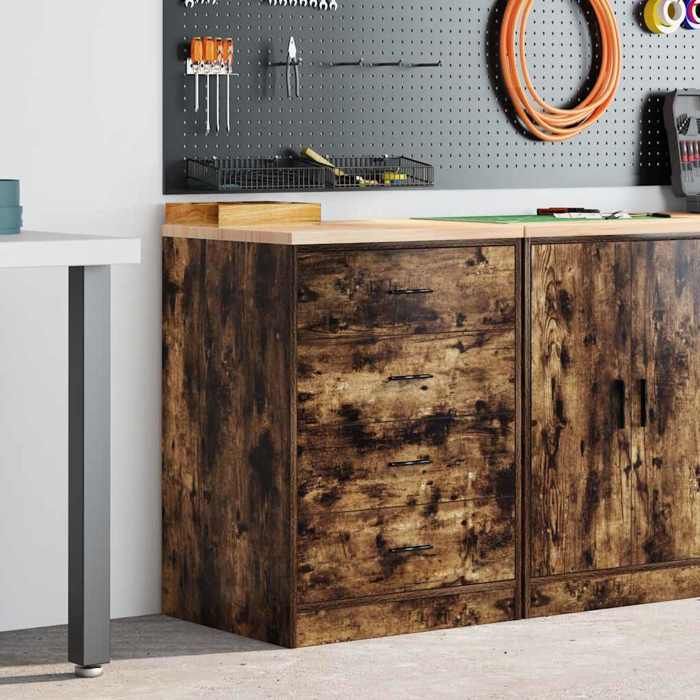 vidaXL Armoire de rangement de garage Chêne fumé 60x51x85 cm - vue 2