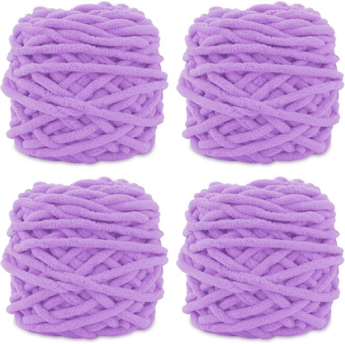 Lot De 5 Pelotes De Laine Violette - 100g Chacune, Acrylique/coton, Pour Tricot/crochet