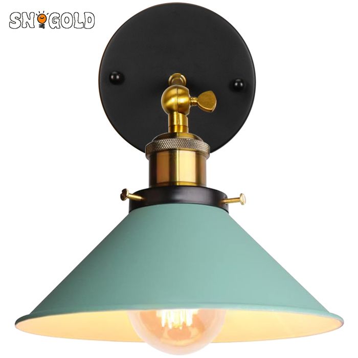 SNOGOLD Applique Murale Rétro Abat-jour Ø22cm Vert en Forme de Parapluie E27 Luminaire en Métal Vintage Plafonnier pour Couloir