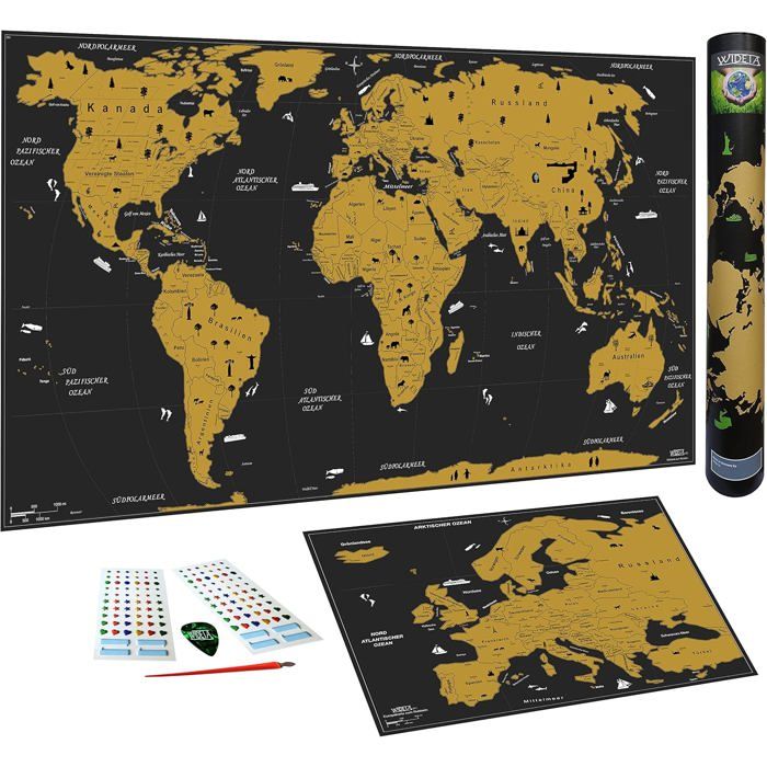 Carte Du Monde À Gratter Avec Drapeau (60 X 42 Cm)- Inclus Carte D Carte Du Monde À Gratter Avec Drapeau (60 X 42 Cm)- Inclus Carte D
