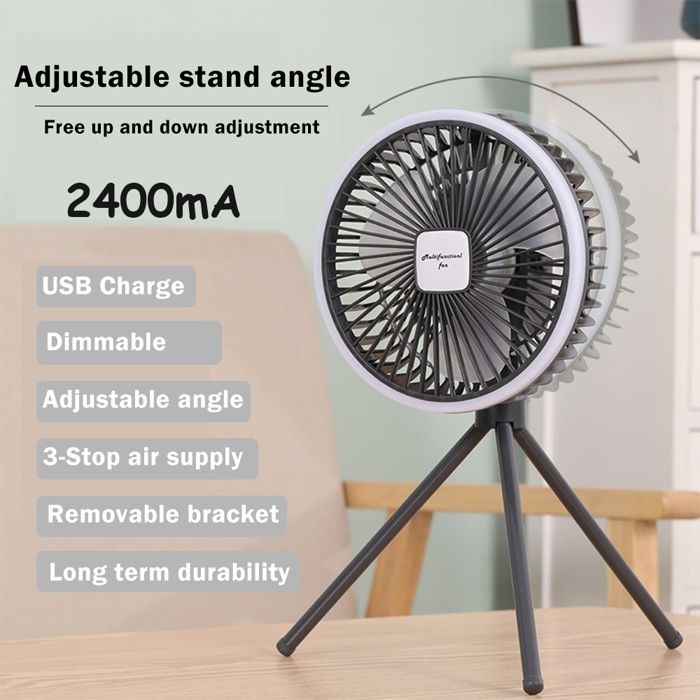 Ventilateur électrique moderne portable et réglable sans fil USB double mode pour la maisonle bureaules voyagesgris 2400mA - No Brand