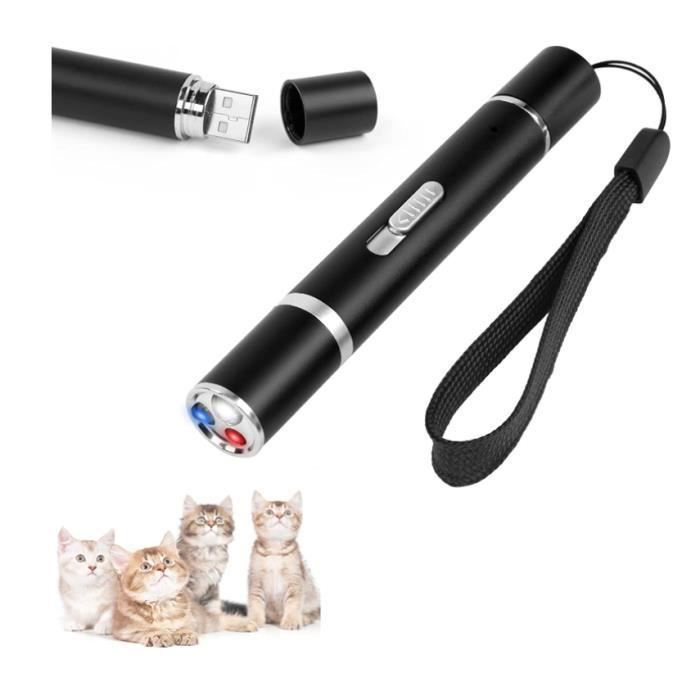 Chat Pointeur Interactif Jouet Chat a LED 7 en 1 Fonction (Lampe de Poche + 5 Motif Réglable + Lumière UV) USB Multicolore JOUET