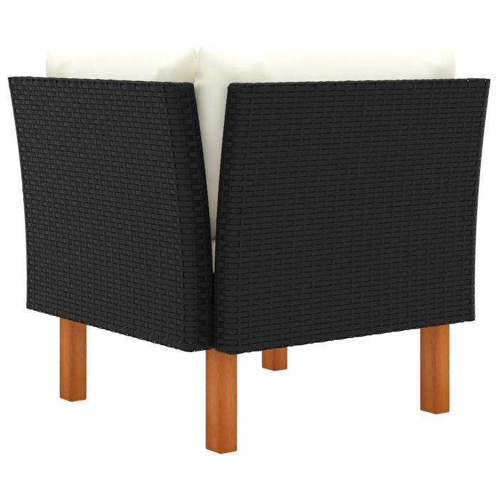 Canapé dangle en résine tressée - VIDAXL - 64.5x64.5x67 cm - Noir - Bois deucalyptus massif - Résine tressée