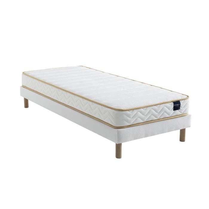 Ensemble matelas mousse sommier Lune et pieds Aurore 300 - SOMEO 100x190 - Blanc - Garantie 7 ans - Someo Ensemble matelas mousse sommier Lune et pieds Aurore 300 - SOMEO 100x190 - Blanc - Garantie 7 ans - Someo