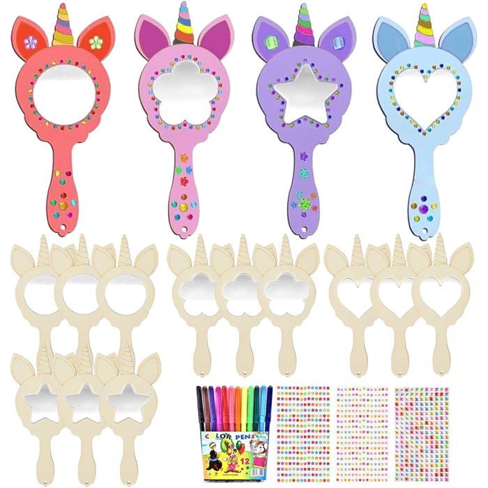 LCXCXY 12 Pièces Miroir licorne,Bricolage Kits en Bois, Activites Manuelles pour Enfants. Activité manuelle enfant, Miroir enfant, adapté aux cadeaux pour enfants anniversaire princesse et peinture LCXCXY 12 Pièces Miroir licorne,Bricolage Kits en Bois, Activites Manuelles pour Enfants. Activité manuelle enfant, Miroir enfant, adapté aux cadeaux pour enfants anniversaire princesse et peinture