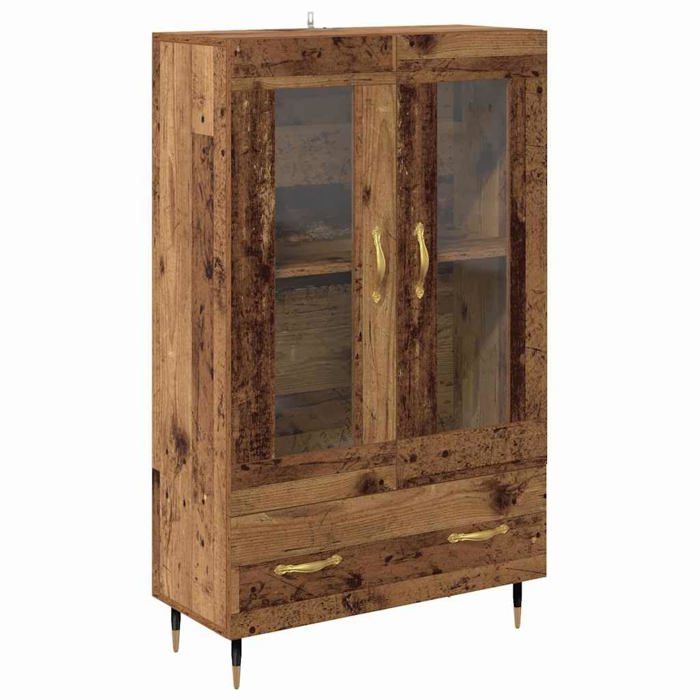 Armoire haute en bois dingénierie - vidaXL - 695 x 31 x 115 cm - Bois ancien - Avec tiroir - 2 portes