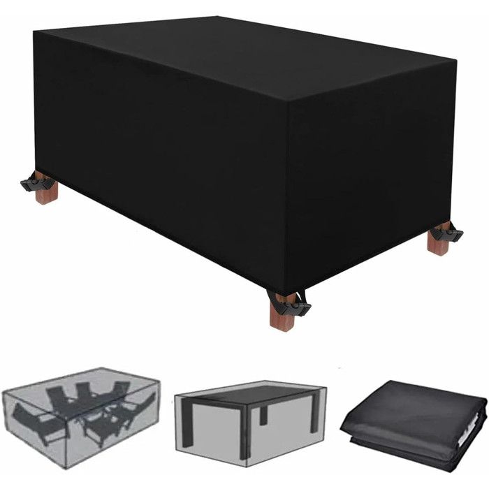 Housse Salon de Jardin 160x100x70cm Bache Salon de Jardin pour Patio Table Chaises Imperméable Anti-UV Résistant Au Froid Coupe
