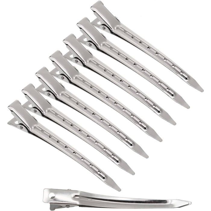 Pince Crocodile Cheveux 24 Pièces Pinces Cheveux 3.5 Inch Pince Coiffure en Métal Bigoudis Cheveux Professionnelles Antirouille