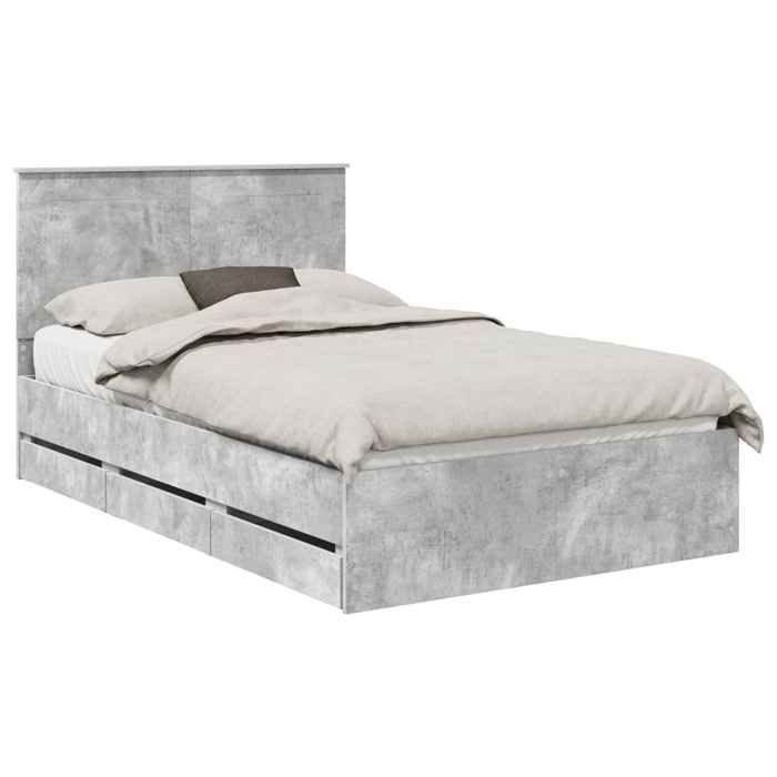 En solde Cadre de lit adulte/enfant - Structure de lit - 1/2 personnes - Gris béton 135x190 cm Bois Ingénierie L2947