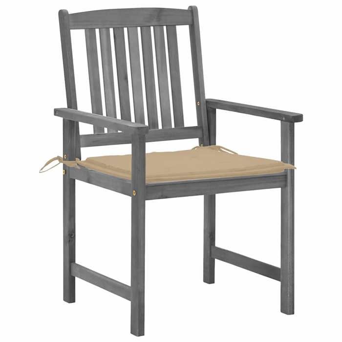 Gris Siège de jardin -  Chaises de jardin - avec coussins - (4 pcs) - Gris Bois acacia massif C316
