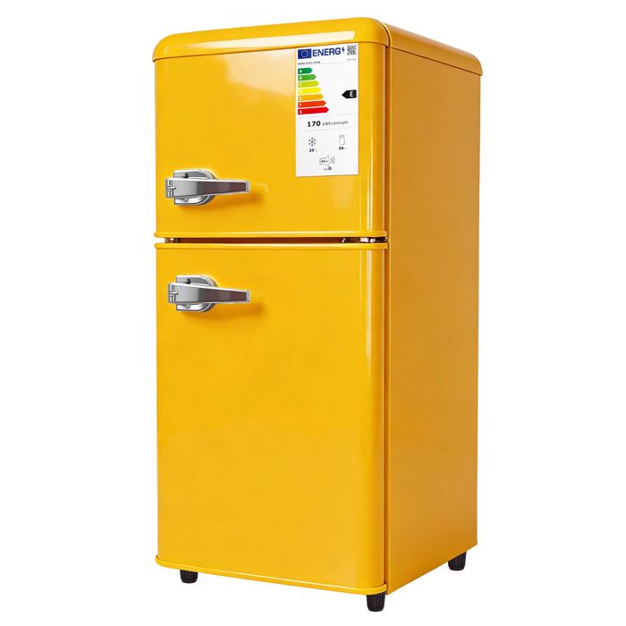 Réfrigérateur Congélateur VIVRYN 86 L 56 L + 30 L LED thermostat 7 niveaux acier jaune 41 x 45 x 89 cm