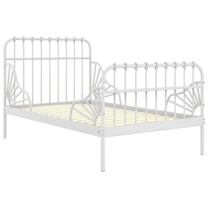 VENTE-FLASH Cadre de lit CHAMBRE - extensible sans matelas - blanc métal 80x130/200 cm -(8133324741)VIDAXL