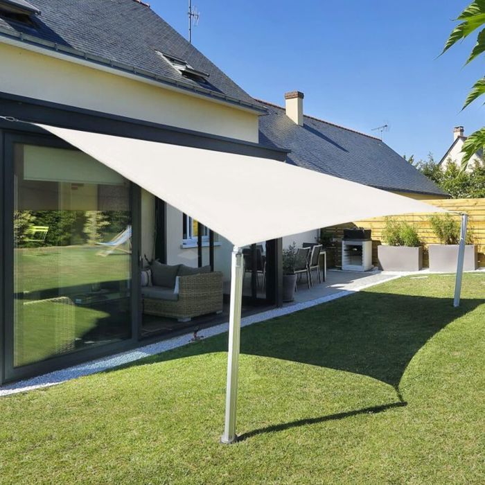 Voile dombrage - PZCC - 3x5 m - Polyester imperméable - Protection UV 95% - Anneaux inox