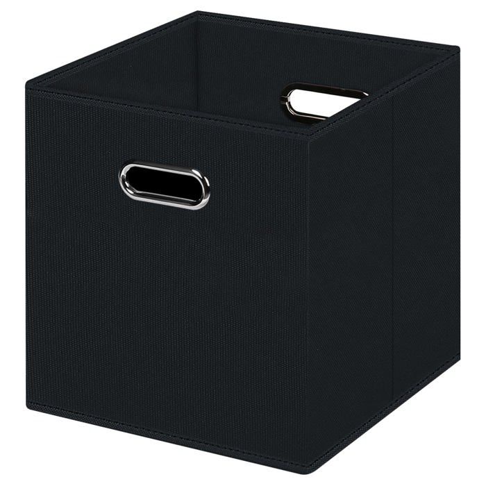 Bac de rangement pliable noir boîte de rangement en tissu avec deux poignées idéal pour le rangement à la maison (Noir)